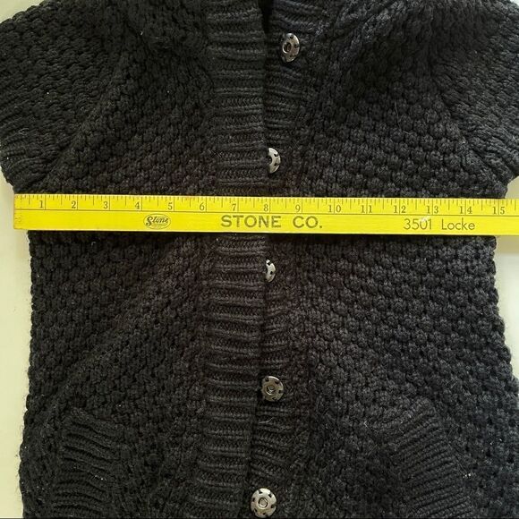 Zara Knitwear Chunky Knit Hoodie Snap Front Vest - Black - Picture 6 of 7